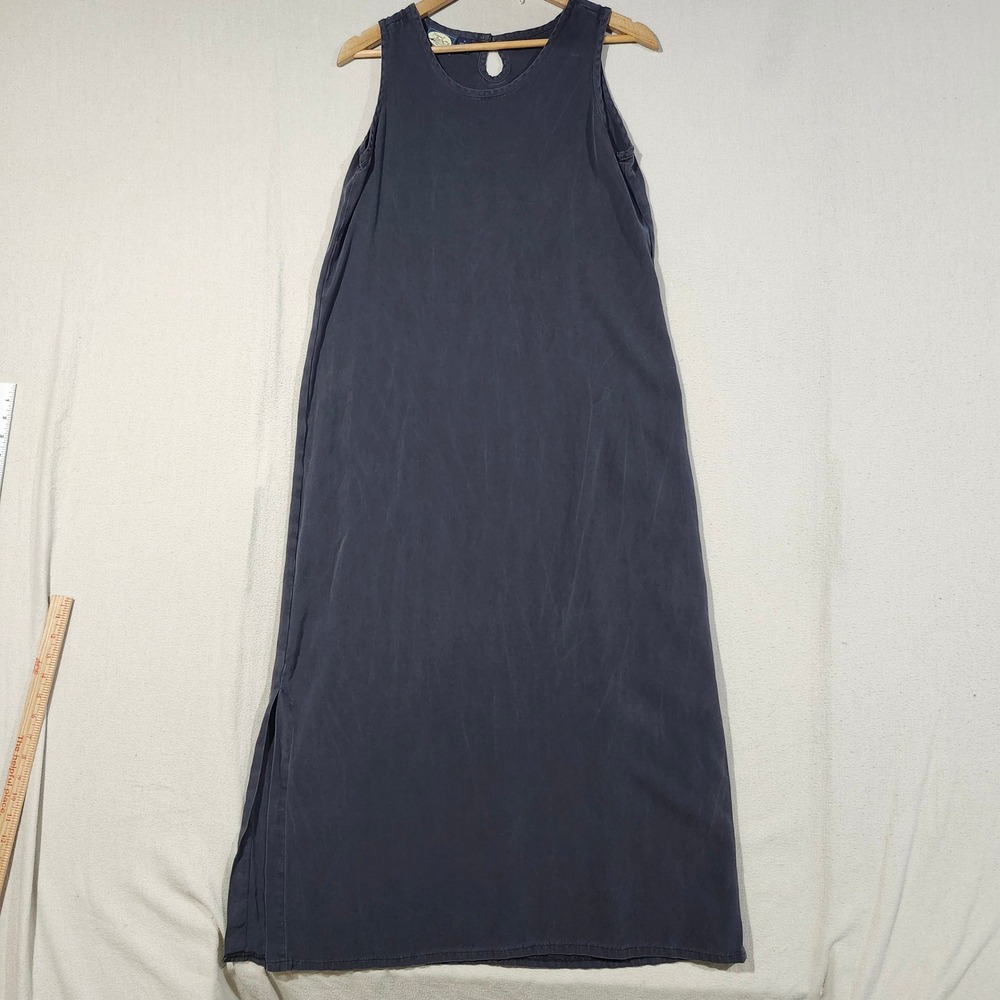 Tommy Bahama 100% Silk Herringbone Maxi Dress Charcoal Gray Sleeveless M Neutral